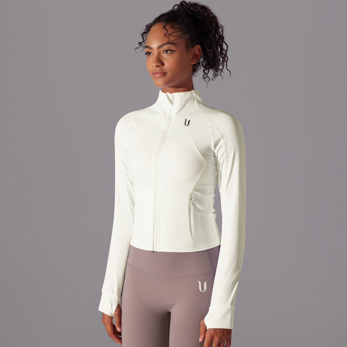 Chloe | Performance Zipper Jacket - Ivory