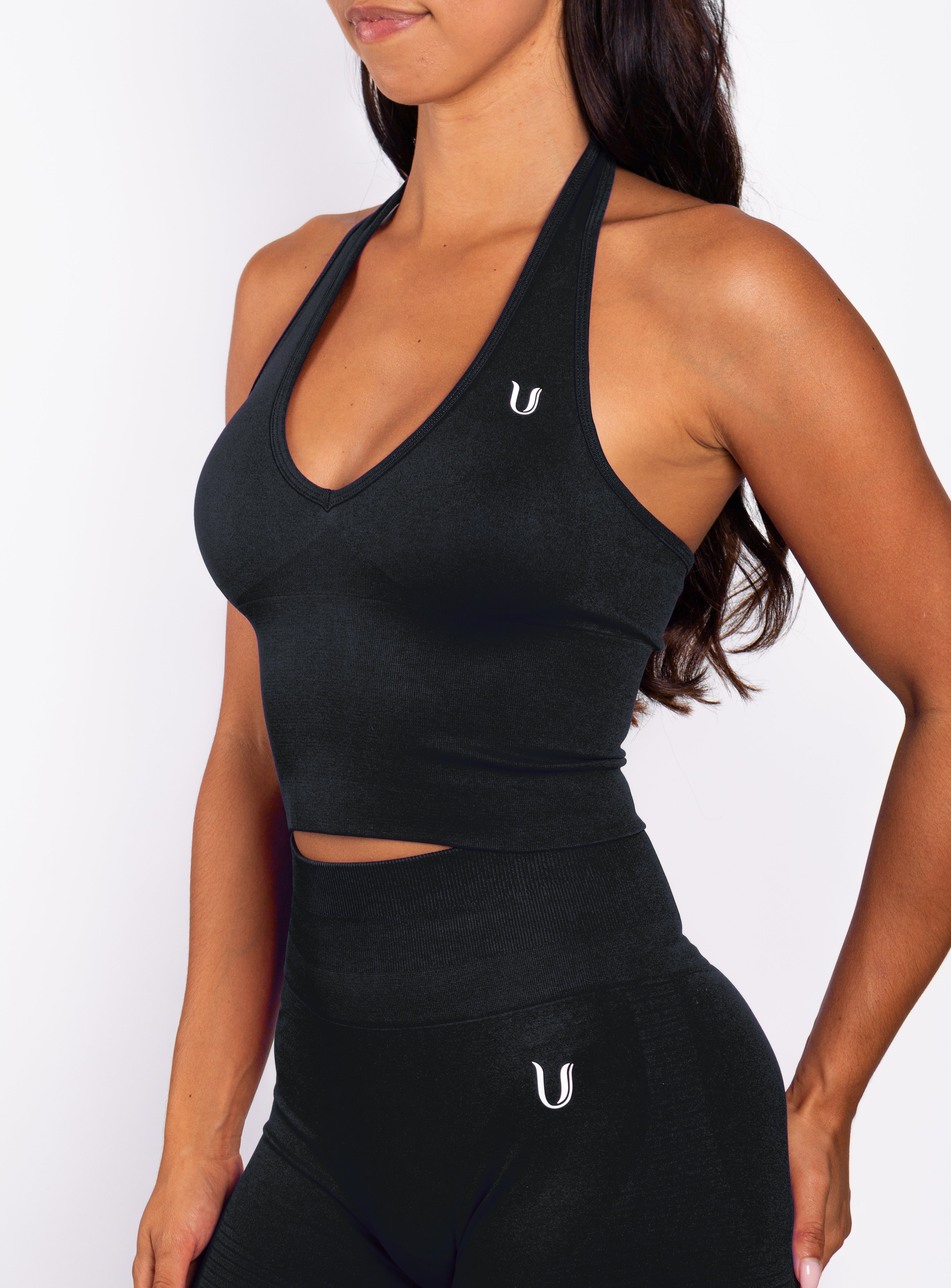 Bibi | Ribbed Seamless Halter Top – Black