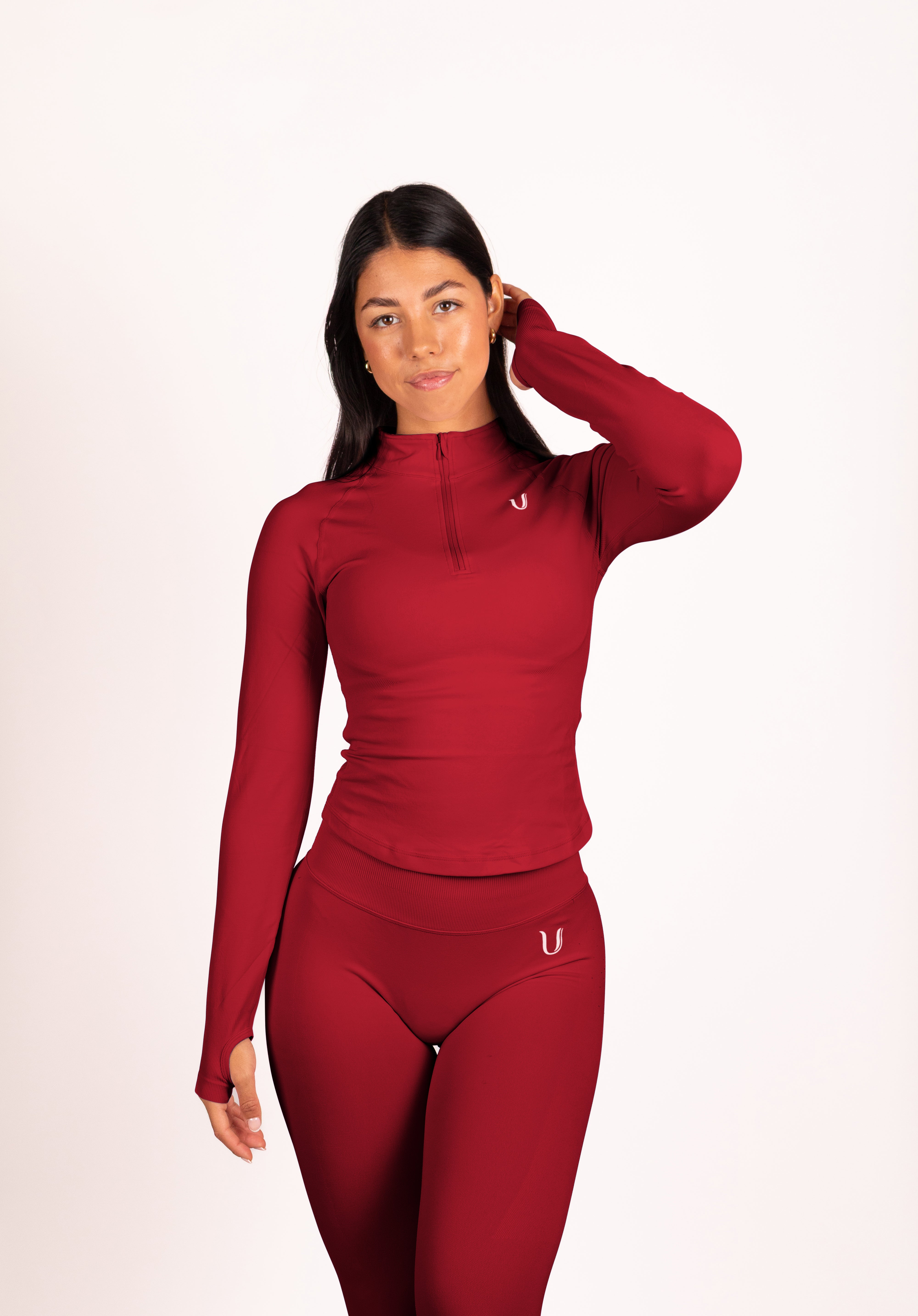 Beau Half Zip Lange Mouwen Top Rood - Dames sportkleding afbeelding 8