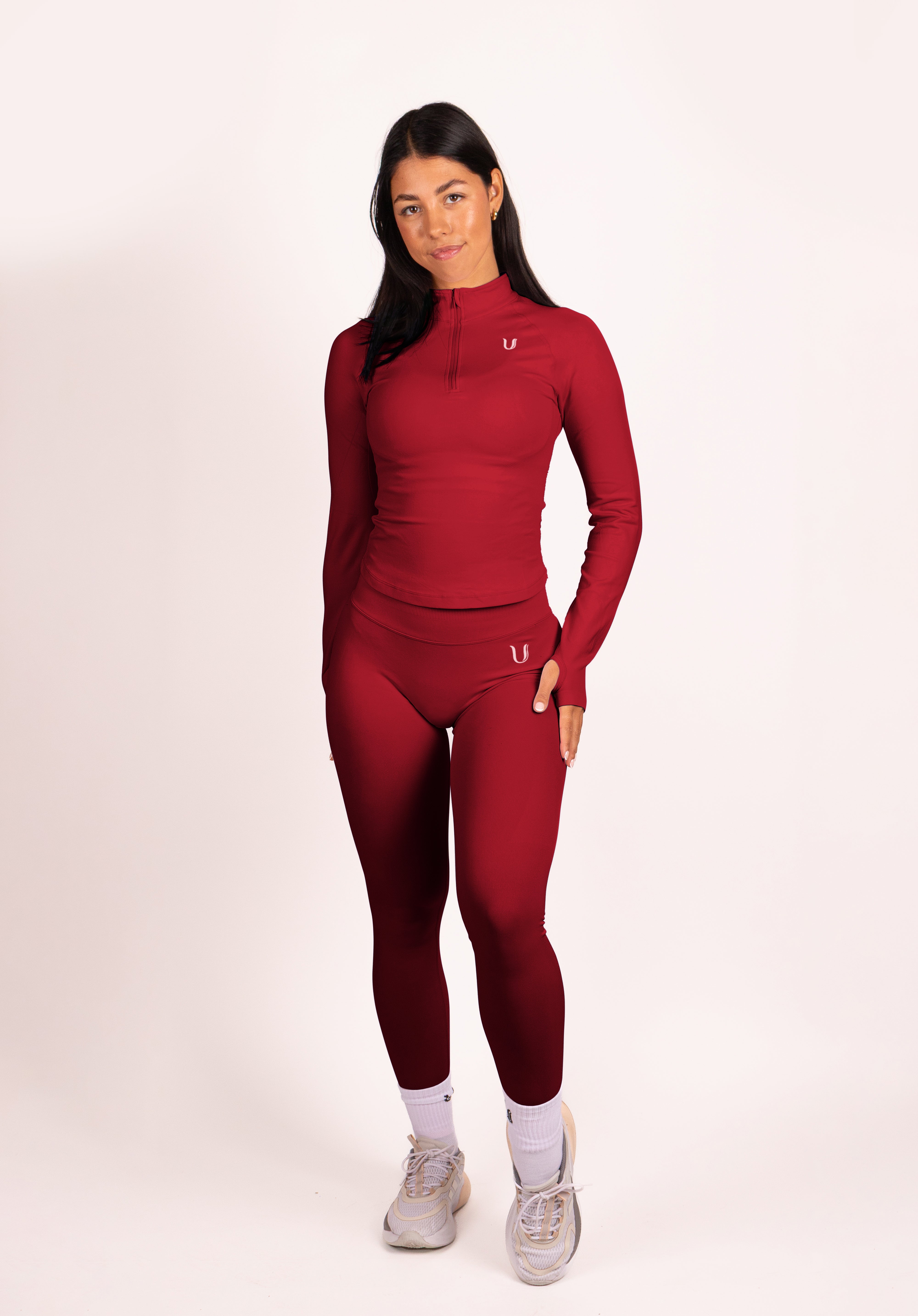 Beau Half Zip Lange Mouwen Top Rood - Dames sportkleding afbeelding 14
