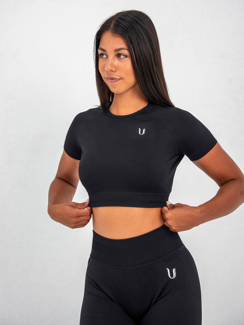 Luna | Premium Seamless Crop Top - Black