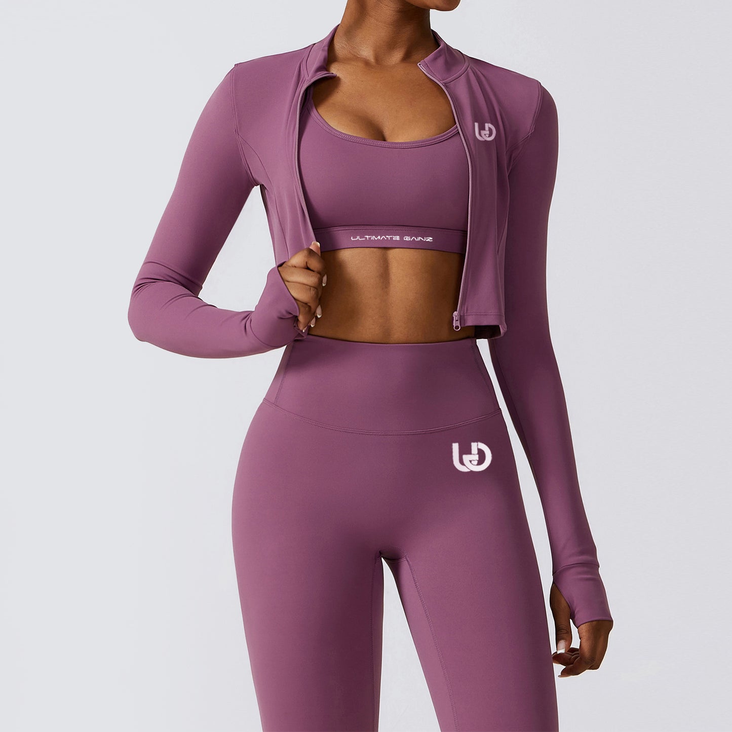 Hailey Set | Long Arm Top Legging - LightPurple