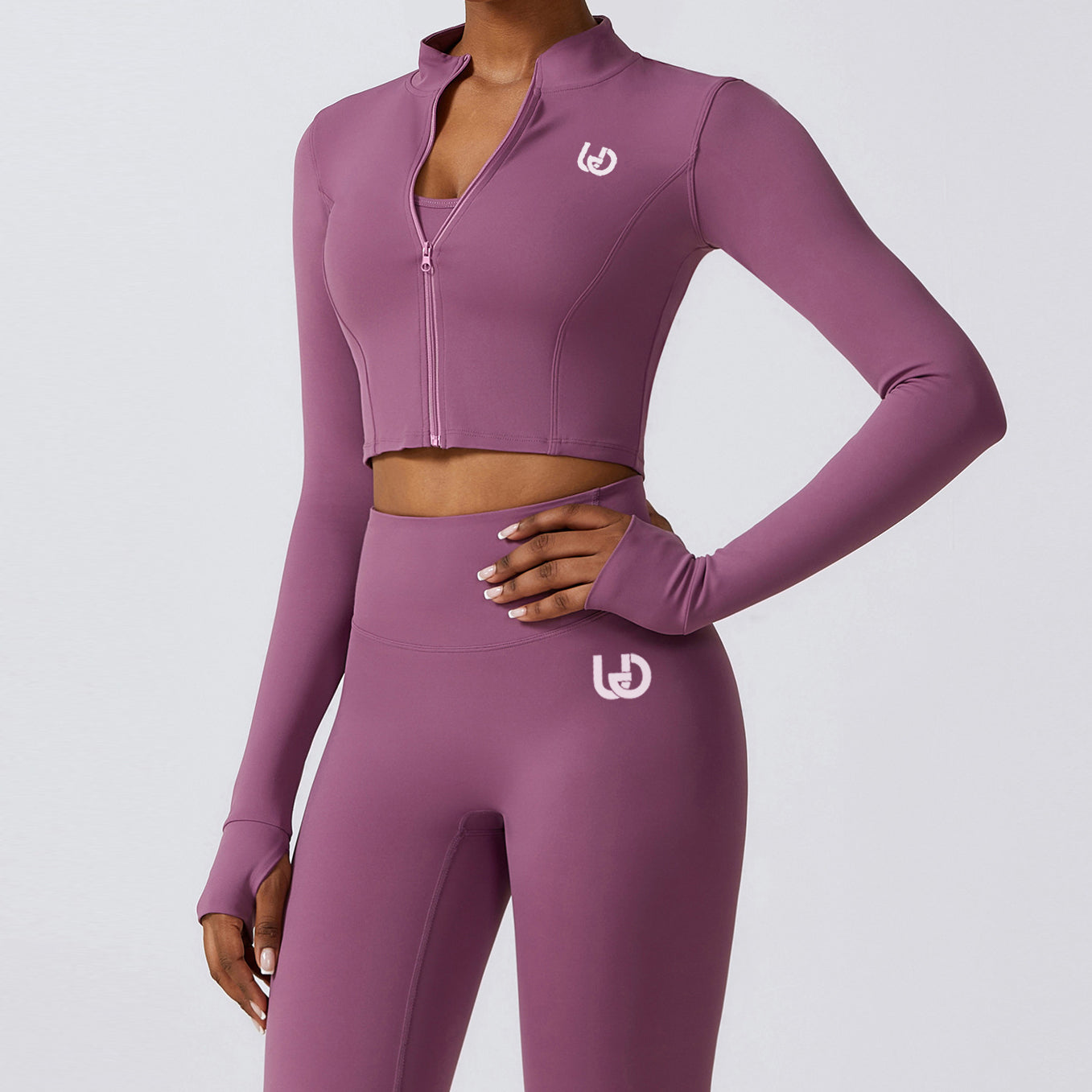 Hailey Set | Long Arm Top Legging - LightPurple