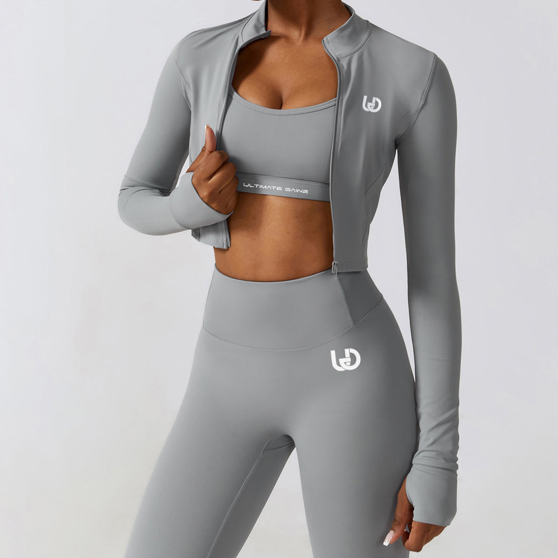 Hailey Set | Long Arm Top Legging - LighGrey