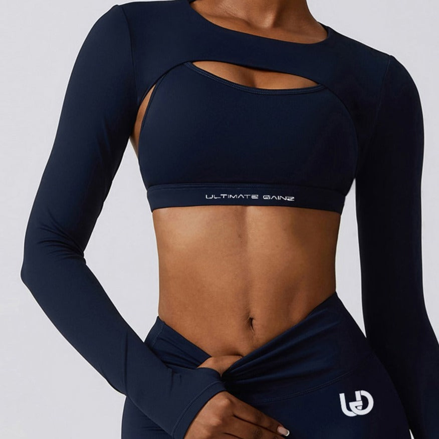 Hailey | Long Sleeve Crop Top - NavyBlue