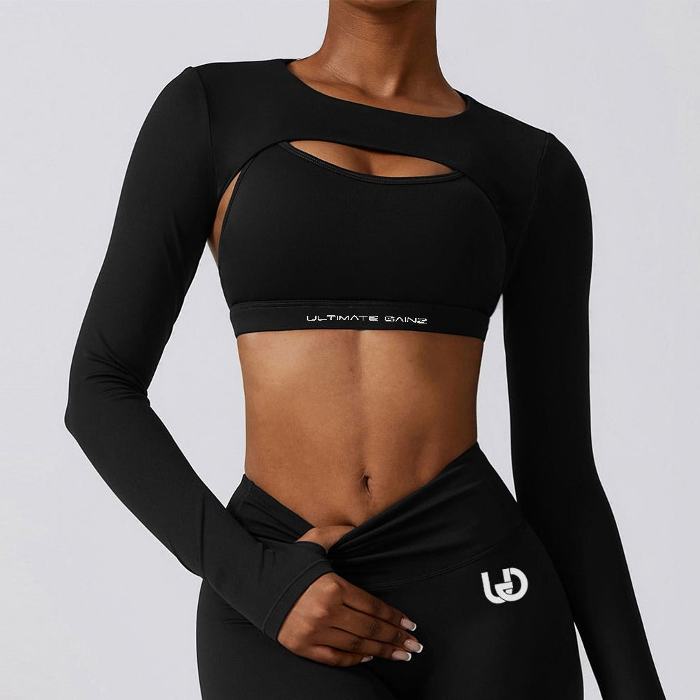 Hailey | Long Sleeve Crop Top - Black