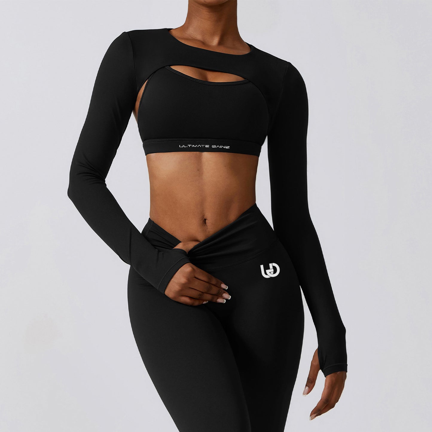 Hailey | Long Sleeve Crop Top - Black