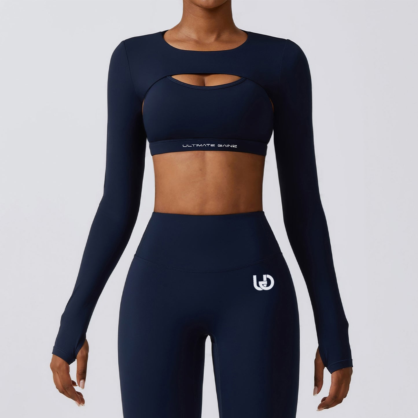 Hailey | Long Sleeve Crop Top - NavyBlue