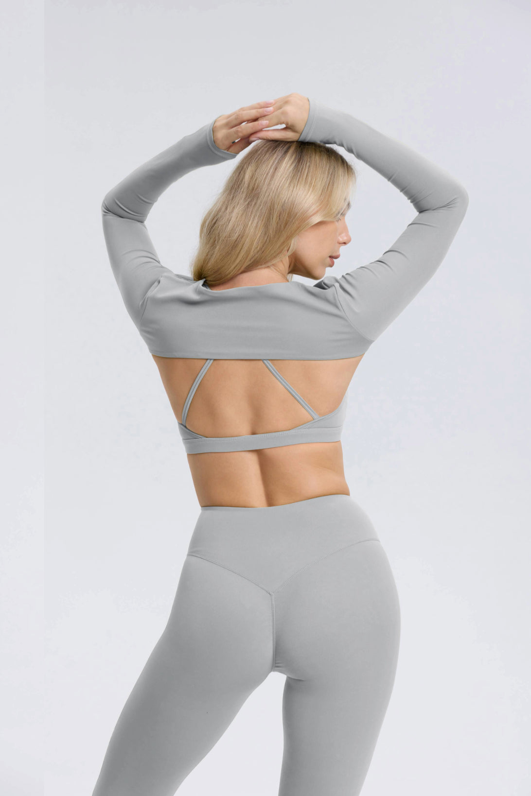 Hailey | Long Sleeve Crop Top - LightGrey